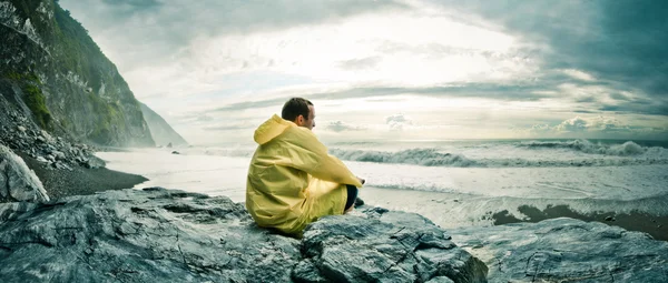 stock image Man watching the ocean