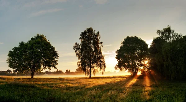 Захід сонця у сільській місцевості Ліцензійні Стокові Фото