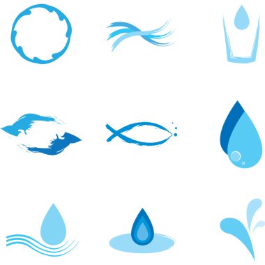 Water elements logo set vector clipart