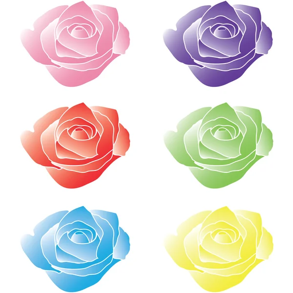Kolorowy zestaw róż — Wektor stockowy