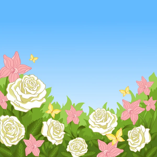 Les fleurs dans le jardin — Image vectorielle
