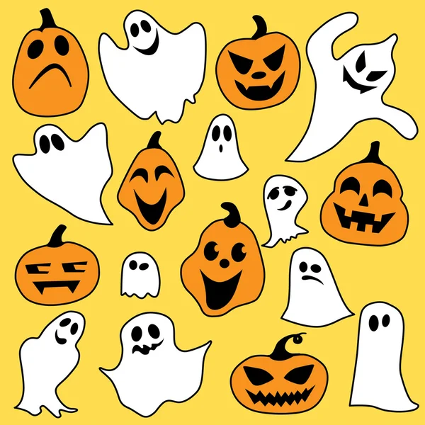 Mistura de Halloween de fantasma e abóbora — Vetor de Stock