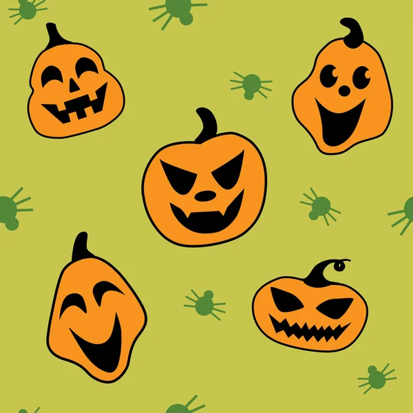 Nahtloses Halloween-Muster mit Kürbis und Spinne — Stockvektor