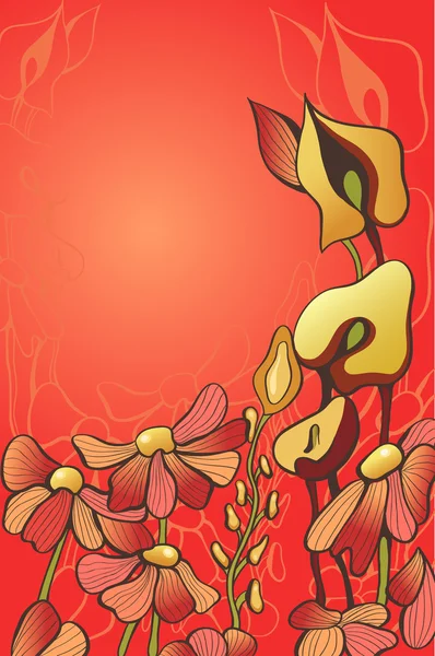 Fleurs rouges décoratives — Image vectorielle