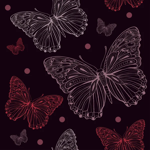 シームレスな蝶暗い — ストックベクタ