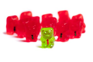 Photo of leader gummy bear amonst business bears clipart