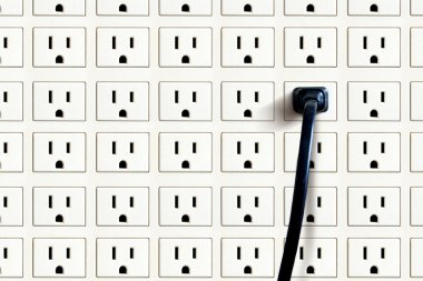 Wall full of sockets and plug clipart