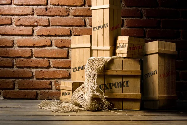 Wooden crates packed for export — Stock Photo, Image