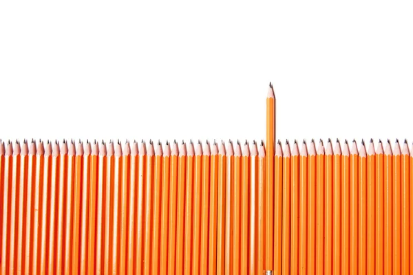 Yellow pencil stands out from other pencils — Stock Photo, Image