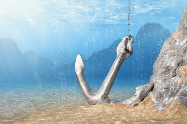 Якорь на дне моря
