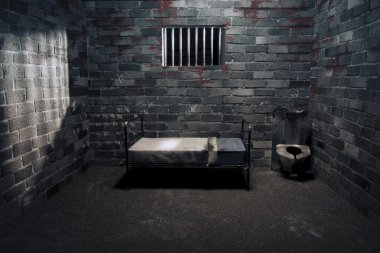 Dark prison cell at night clipart