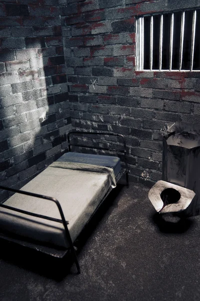 Donkere gevangeniscel nachts — Stockfoto