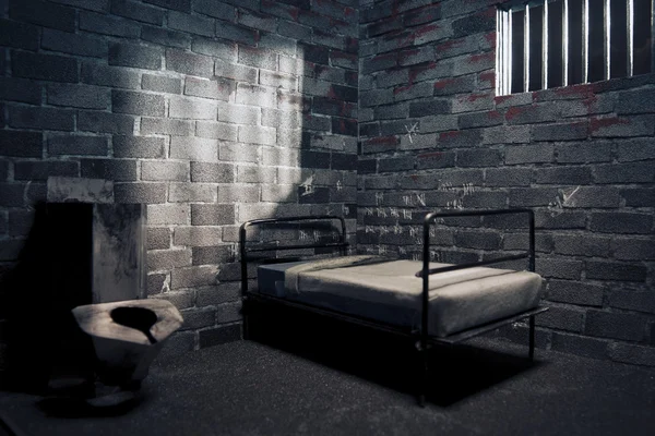 Cellule de prison sombre la nuit — Photo