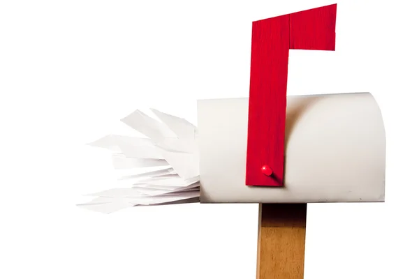 Caixa de correio completa isolada no fundo branco — Fotografia de Stock