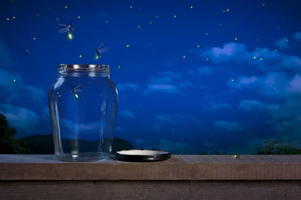 Glühwürmchen bei Nacht — Stockfoto