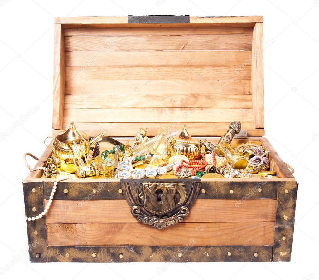 Treasure chest isolated on white