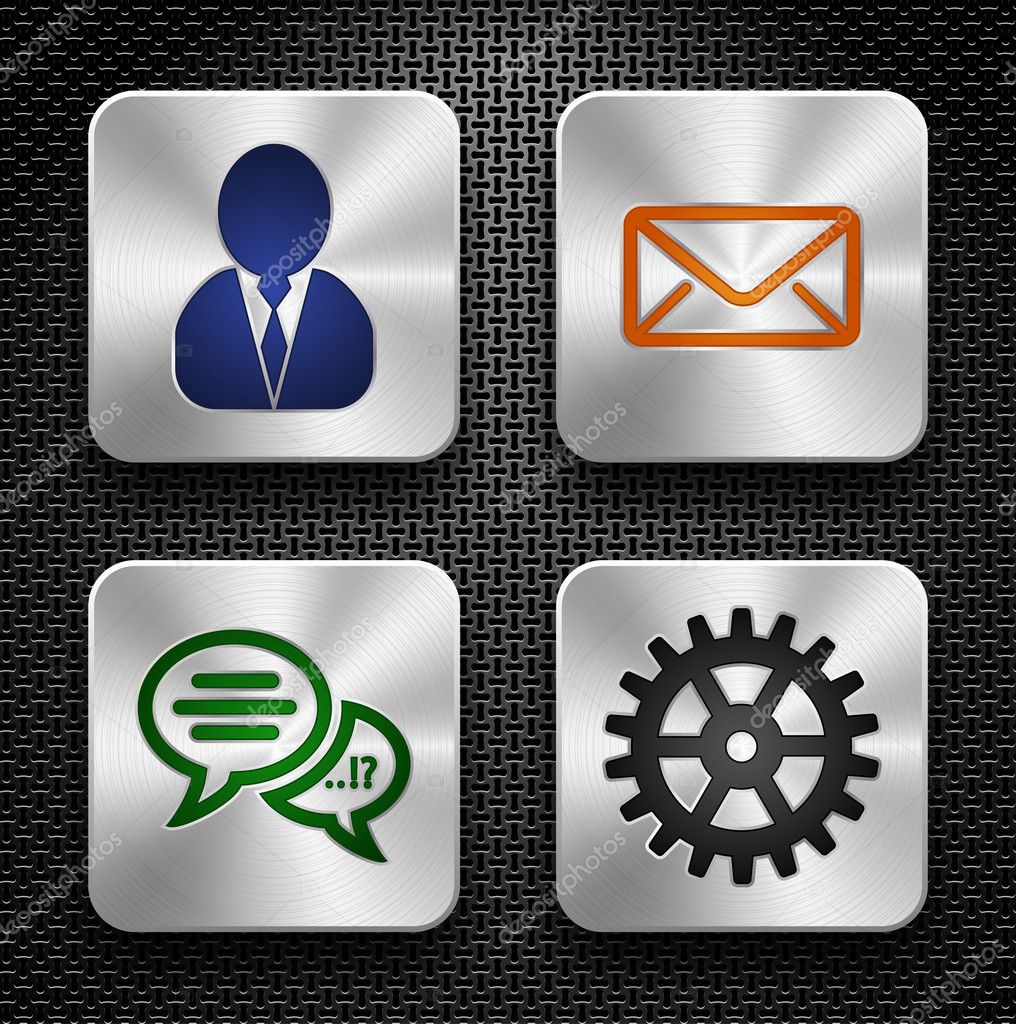Vector set of high-detailed apps icons over metallic texture