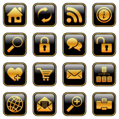 Website and internet icons, golden series clipart