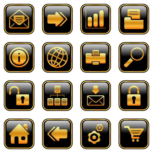 Web en het internet pictogrammen - gouden serie — Stockvector