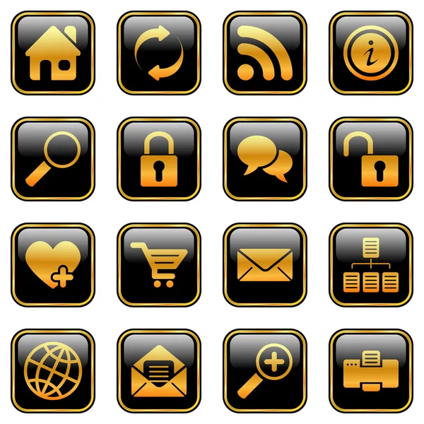 Website and internet icons, golden series — Stock Vector