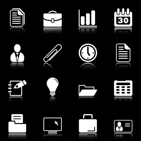 Icônes de bureau et d'affaires - série noire — Image vectorielle