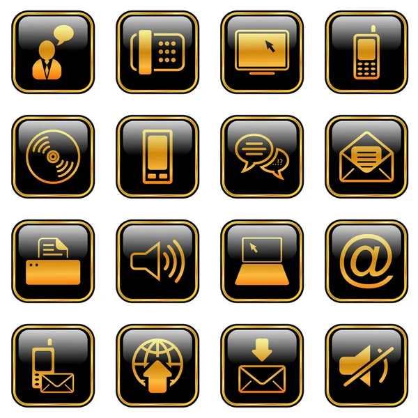 Communication icon set - golden series — Stock Vector