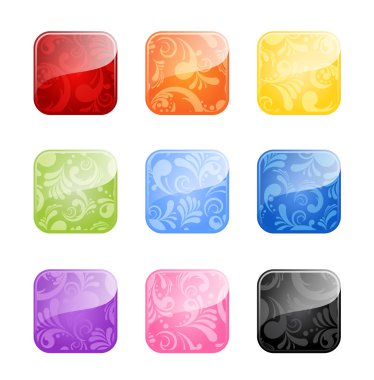 Glossy blank buttons in color variations clipart