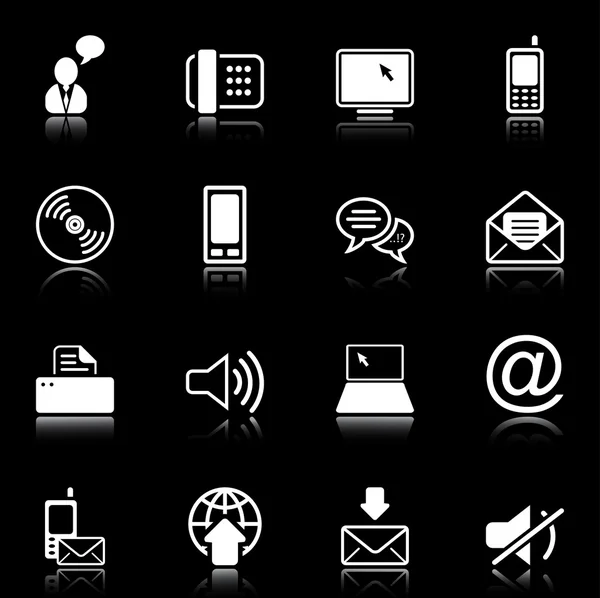 Conjunto de iconos de comunicación - serie negra — Archivo Imágenes Vectoriales