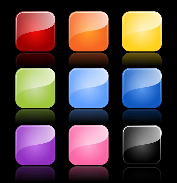 Botões em branco brilhante em variações de cor — Vetor de Stock