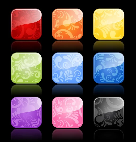 Renk çeşitleri çiçekli parlak boş düğmeleri — Stok Vektör