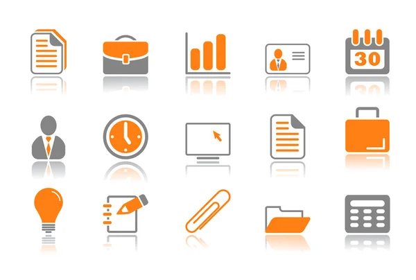 Ícones de escritório e de negócios - série laranja — Vetor de Stock