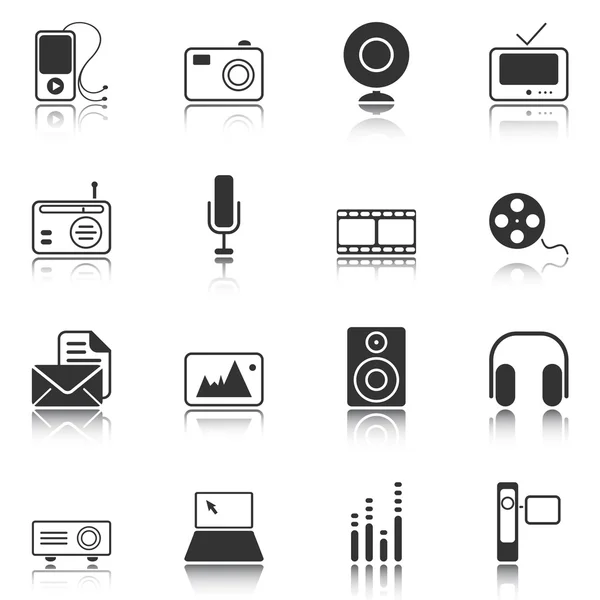 Kitle iletişim araçları simgeler - beyaz serisi — Stok Vektör