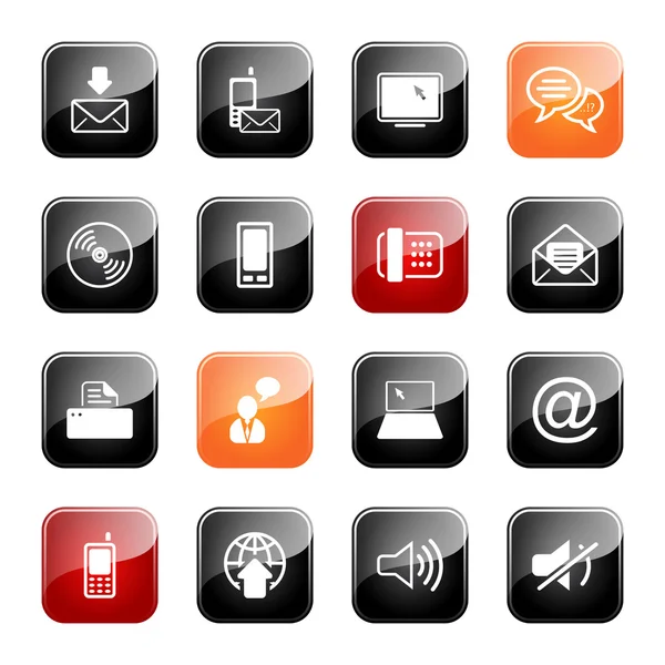 Communication icon set- glossy series — Stock Vector