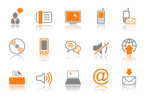 Conjunto de ícones de comunicação - série laranja —  Vetores de Stock