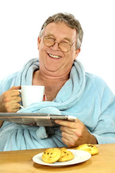 Middle Aged Man At Breakfast — Stock Photo, Image