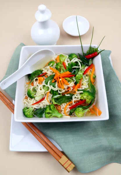 Asian Noodle Vegetarian Soup — Stock Photo, Image