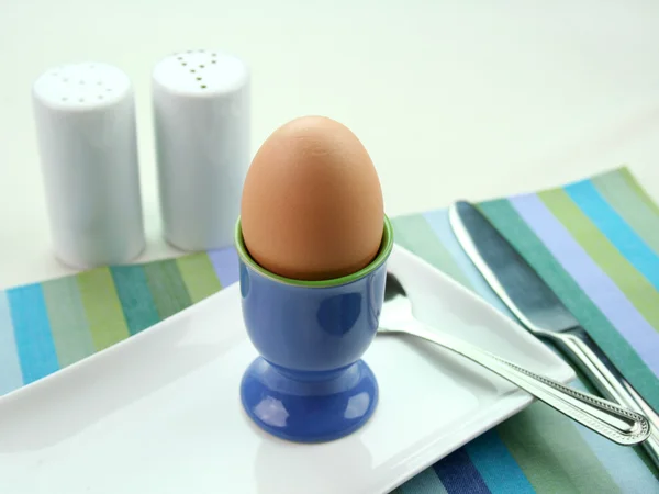 Неразбитое вареное яйцо — стоковое фото