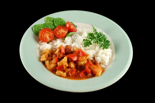 Frango e lentilha guisado com arroz — Fotografia de Stock