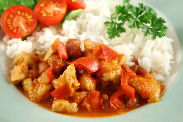 Chicken And Lentil Stew With Rice — Stock Photo, Image