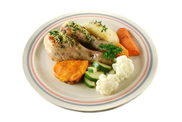 Palitos de pollo y verduras — Foto de Stock
