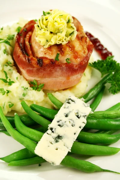 Feijão de queijo azul com frango Mignon — Fotografia de Stock