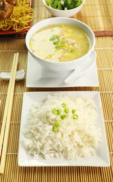 Pirinç ve çorba — Stok fotoğraf