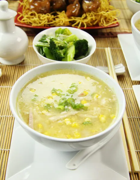 Sup ayam dan jagung — Stok Foto