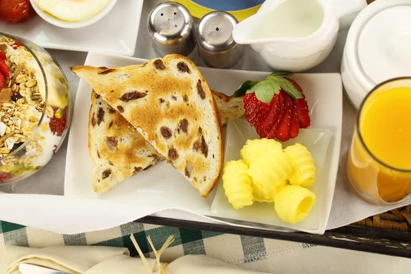 Raisin Toast breakfast — Stock Photo, Image