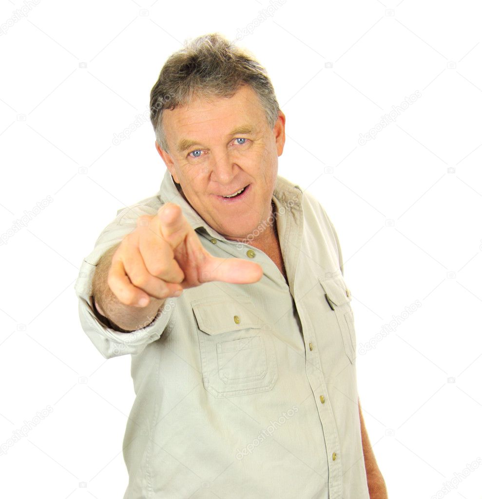 Middle Aged Man Pointing