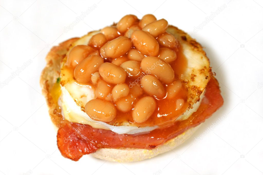 Baked Beans On An Egg And Bacon Muffin