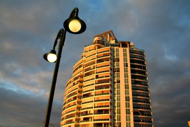 Apartment Tower And Streetlight clipart