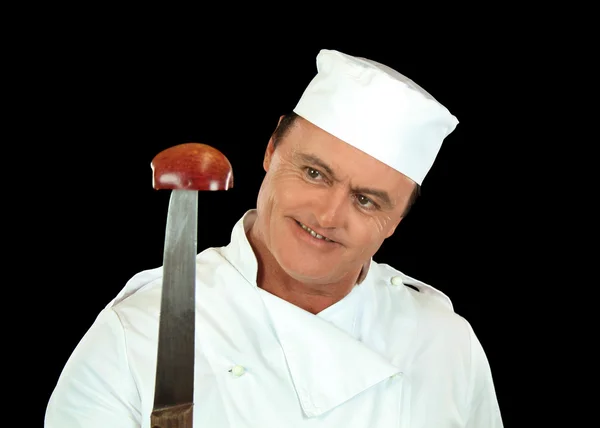 Jabłko nóż szefa kuchni — Zdjęcie stockowe