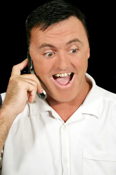 Homem do telefone celular surpreso — Fotografia de Stock