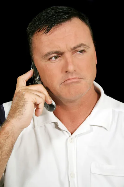 Homem infeliz do telefone celular — Fotografia de Stock